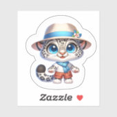 Cute Stickers Kawaii Snow Leopard Summer Travel   (Feuille)