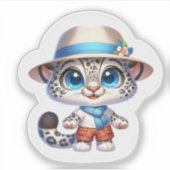 Cute Stickers Kawaii Snow Leopard Summer Travel   (Devant)