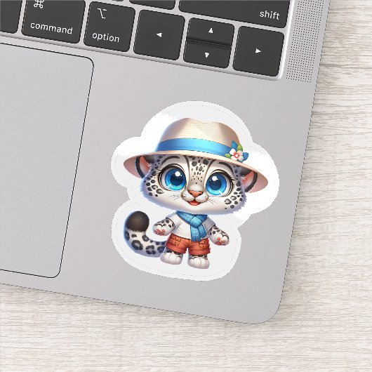 Cute Stickers Kawaii Snow Leopard Summer Travel   (Détail)