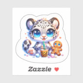 Cute Stickers Snow Leopard Kawaii Sticker (Feuille)