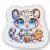 Cute Stickers Snow Leopard Kawaii Sticker (Devant)