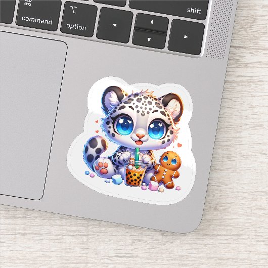 Cute Stickers Snow Leopard Kawaii Sticker (Détail)