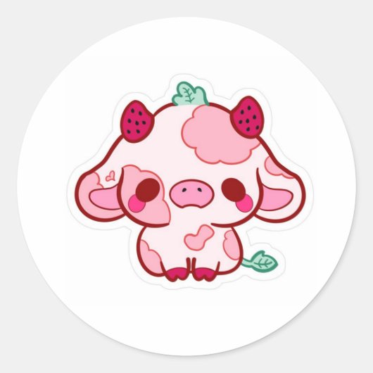 cute stiker cow  ronde sticker (Voorkant)