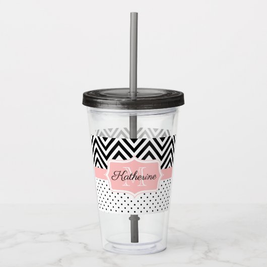 Cute Stippen en Chevron Acryl Drinkbeker (Voorkant)