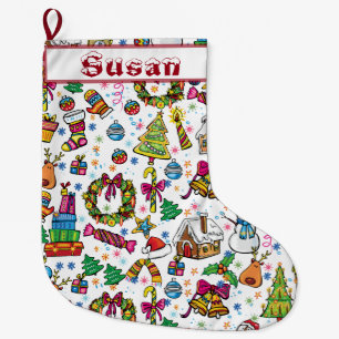 Cute Stocking Beauful dole Clip art name Grote Kerstsok