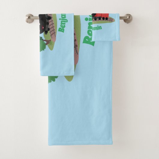 Cute stoomtrein cartoon illustratie bad handdoek (Insitu)