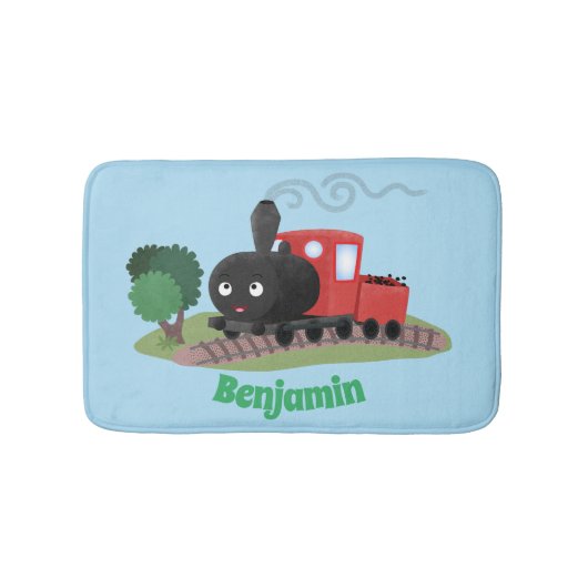 Cute stoomtrein cartoon illustratie badmat (Voorkant)