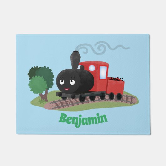 Cute stoomtrein cartoon illustratie deurmat (Voorkant)