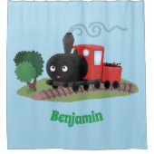 Cute stoomtrein cartoon illustratie douchegordijn (Voorkant)