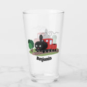 Cute stoomtrein cartoon illustratie glas (Achterkant)