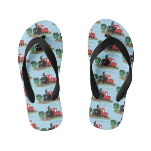Cute stoomtrein cartoon illustratie kinder teenslippers