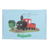 Cute stoomtrein cartoon illustratie kussensloop (Achterkant)