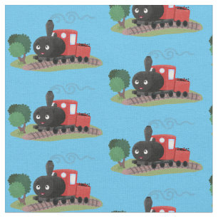 Cute stoomtrein cartoon illustratie stof