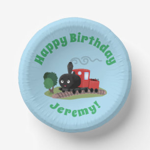 Cute stoomtrein locomotief cartoon illustratie papieren kommen