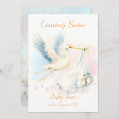 Cute Stork à venir faire-part Invitation (Devant / Derrière)