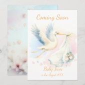 Cute Stork à venir faire-part Invitation (Devant / Derrière)