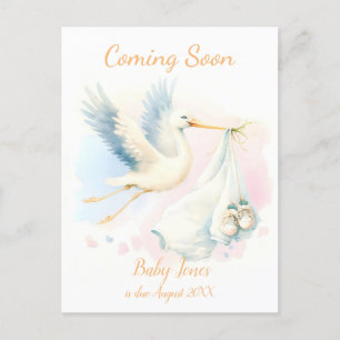 Cute Stork à venir faire-part Invitation