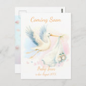 Cute Stork à venir faire-part Invitation (Devant / Derrière)