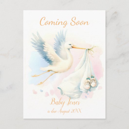 Cute Stork à venir faire-part Invitation (Devant)