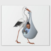 Cute Stork & Baby Modern Baby shower Cadeaupapier (Vlak)