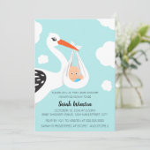 Cute Stork Baby Shower Invitation (Debout devant)