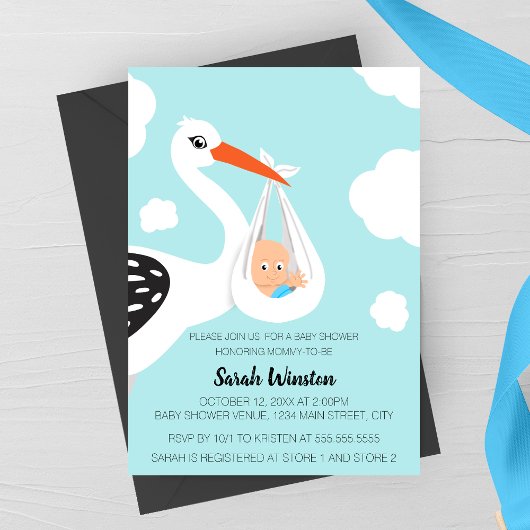 Cute Stork Baby Shower Invitation