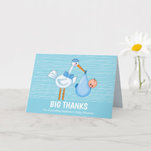 Cute Stork Big Bedankt Blue Hartelijk dank Kaart