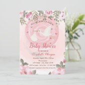 Cute Stork Floral Baby shower Invitation (Debout devant)