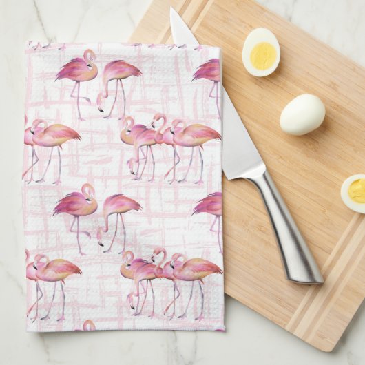 Cute strand roze flamingo betegeld patroon theedoek (Quarter Fold)