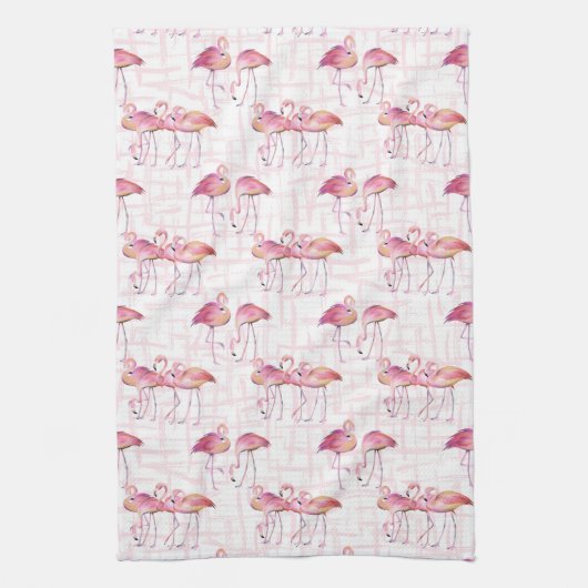 Cute strand roze flamingo betegeld patroon theedoek (Verticaal)