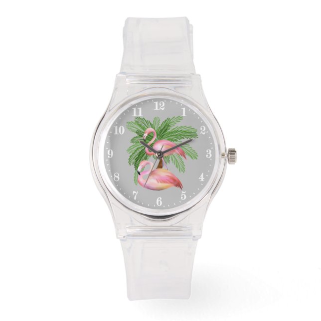 Cute strand roze flamingo horloge (Voorkant)