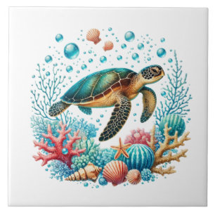 Cute strand zeeschildpad tegeltje