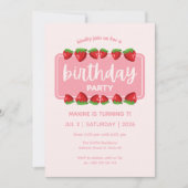 Cute Strawberries rose Anniversaire Invitation (Devant)
