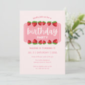 Cute Strawberries rose Anniversaire Invitation (Debout devant)