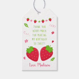 Cute Strawberry Birthday Bedankt Cadeaulabel