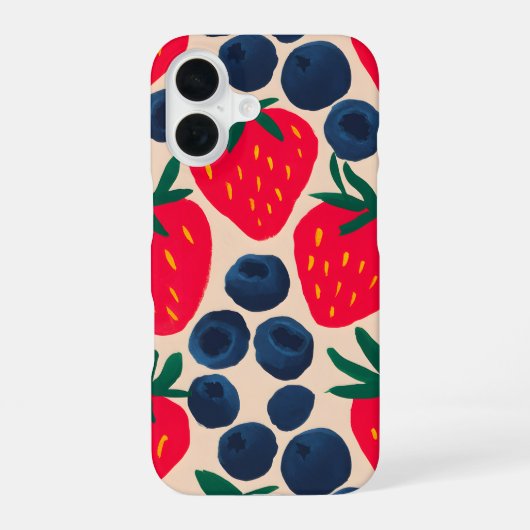 Cute Strawberry Blueberry Phone Case iPhone 16 Hoesje (Achterkant)