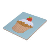 Cute Strawberry Bun Blue Tegeltje (Zijkant)