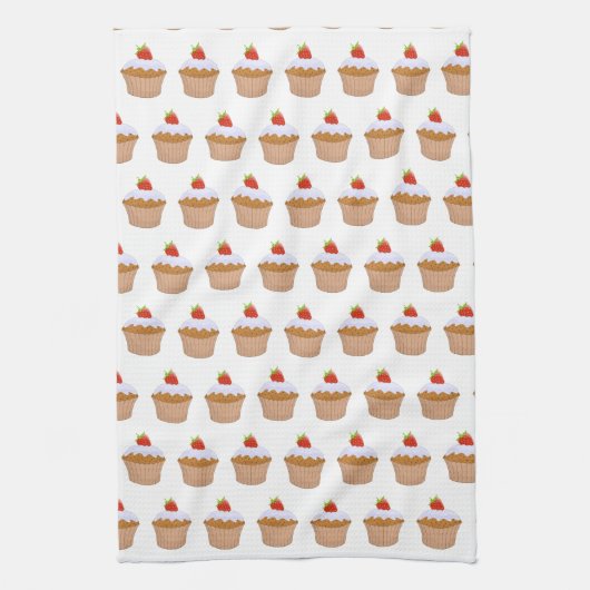 Cute Strawberry Bun Pattern Theedoek (Verticaal)