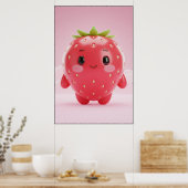 Cute Strawberry Character Poster Art (Cuisine)