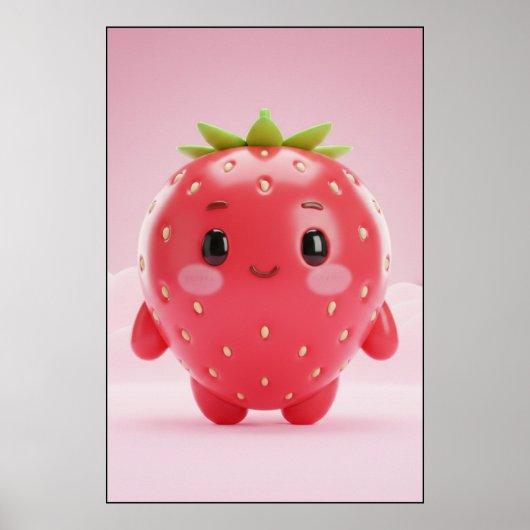 Cute Strawberry Character Poster Art (Devant)