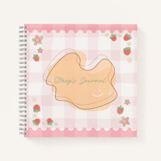 Cute Strawberry Checkered Personalized Journal Notitieboek