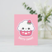 Cute Strawberry Cupcake Briefkaart (Staand voorkant)