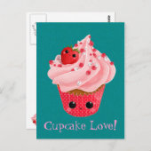 Cute Strawberry Cupcake Briefkaart (Voorkant / Achterkant)