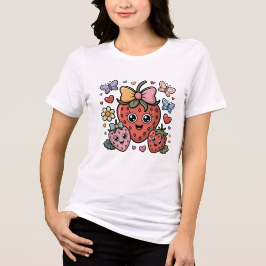 Cute Strawberry Fruit Tri-Blend Shirt (Voorkant)