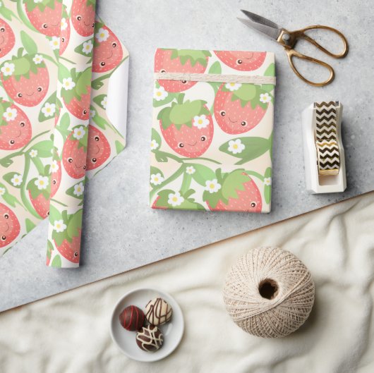 Cute Strawberry Garden  Cadeaupapier (Crafts)