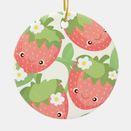 Cute Strawberry Garden  Keramisch Ornament (Voorkant)