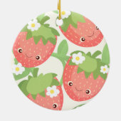 Cute Strawberry Garden  Keramisch Ornament (Achterkant)