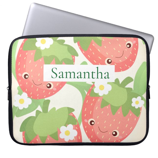 Cute Strawberry Garden  Laptop Sleeve (Voorkant)