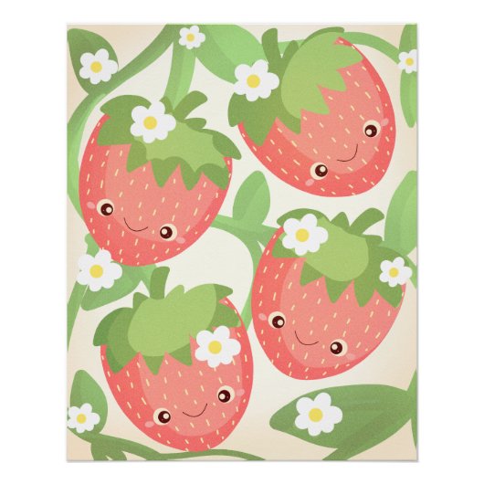 Cute Strawberry Garden  Perfect Poster (Voorkant)