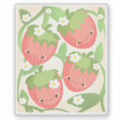 Cute Strawberry Garden  Sticker (Voorkant)
